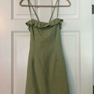 Altar'd State Green and White Mini Sundress